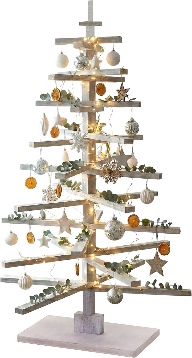 Kerstboom HWC-H77 verstelbaar 130x82x82cm dennenboom - wit