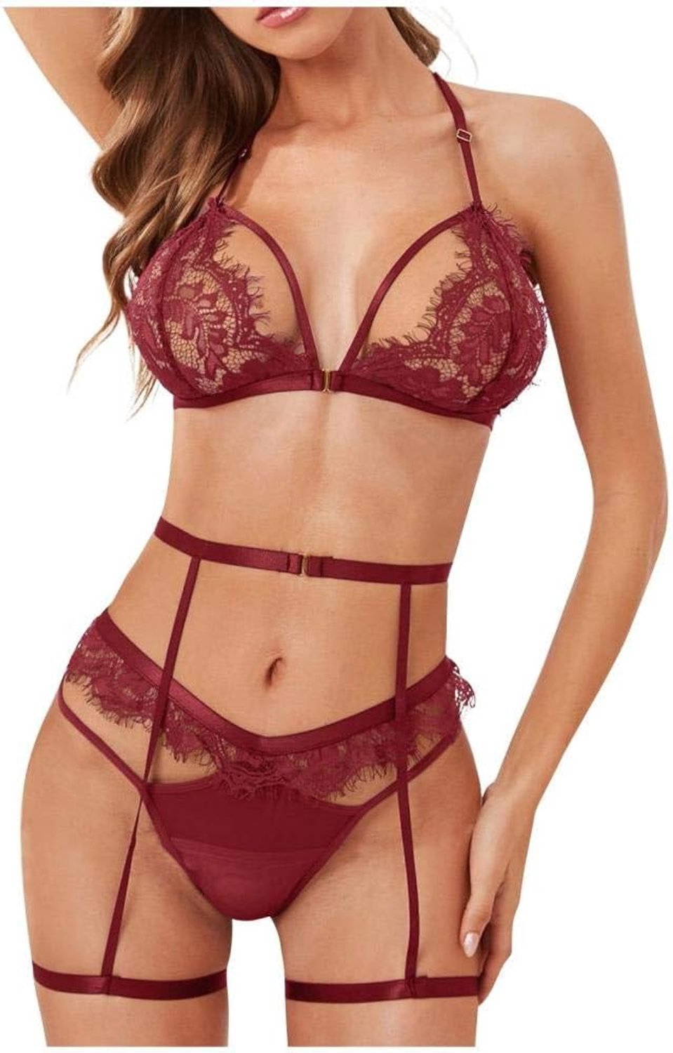 & cosplay voor volwassenen Dames Ondergoed G-String Kousenband Sexy Lingerie V-hals Transparante Lingerie Set