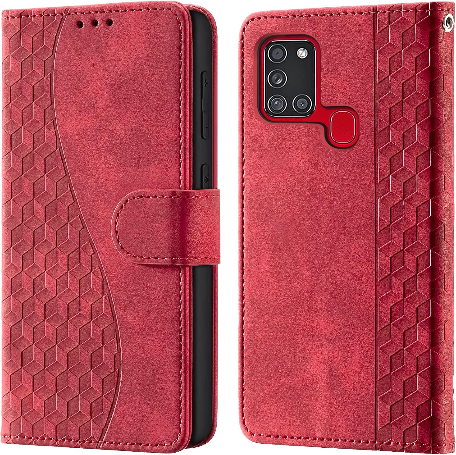 Portemonnee Telefoonhoes voor Samsung Galaxy A21s Rood