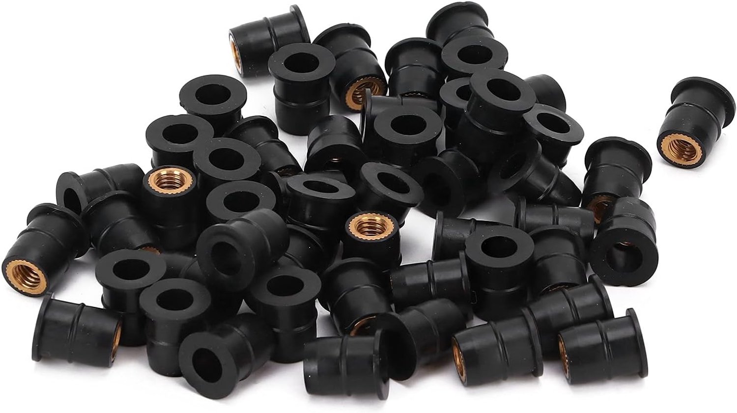 Motorkuipboutset Rubberen Moerbevestigingen M6 X 0,8 Mm 50 Stuks met Geborgde Messing Moer voor Voorruitkuiplichaamspanelen op Motorfietsen en ATV's