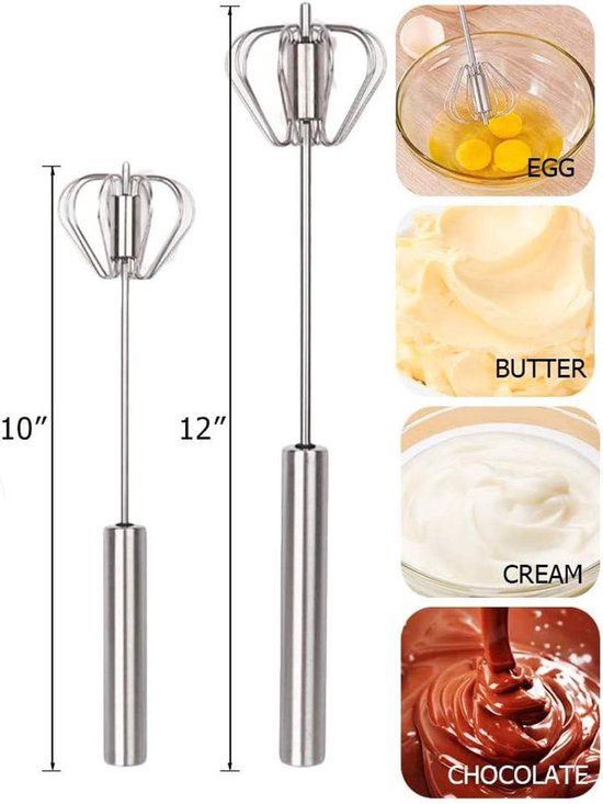 Roterende Gardes - Zilver - 30 cm en 25 cm - Roestvrijstalen Handpersmixer - Voor Koffiedranken en Milkshakes — afbeelding 3