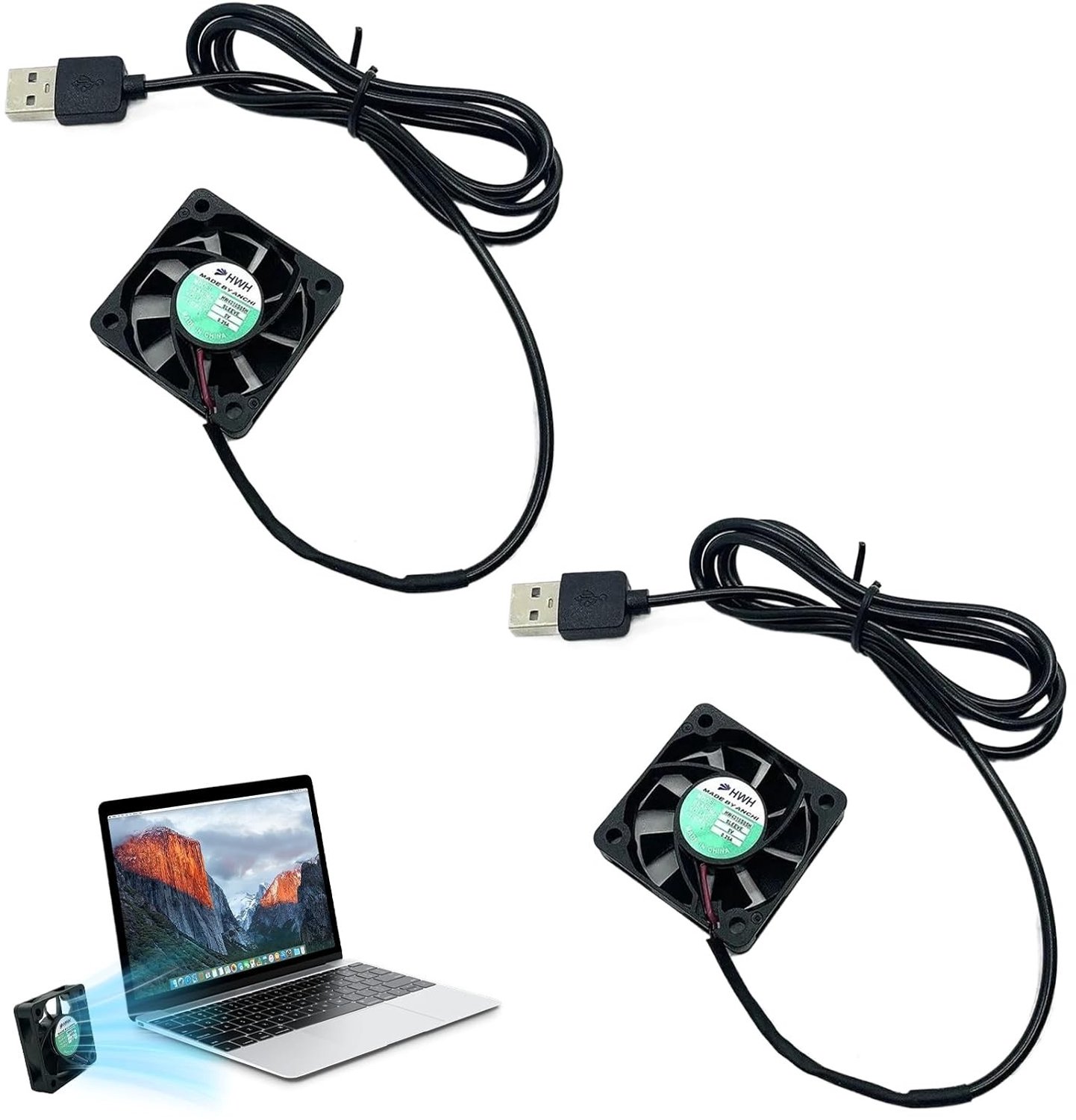 2 Stuks Mini Koelventilator 40 x 40 x 10mm - Stille Brushless USB Ventilator voor 3D Printers en Elektronica, Inclusief Kabels