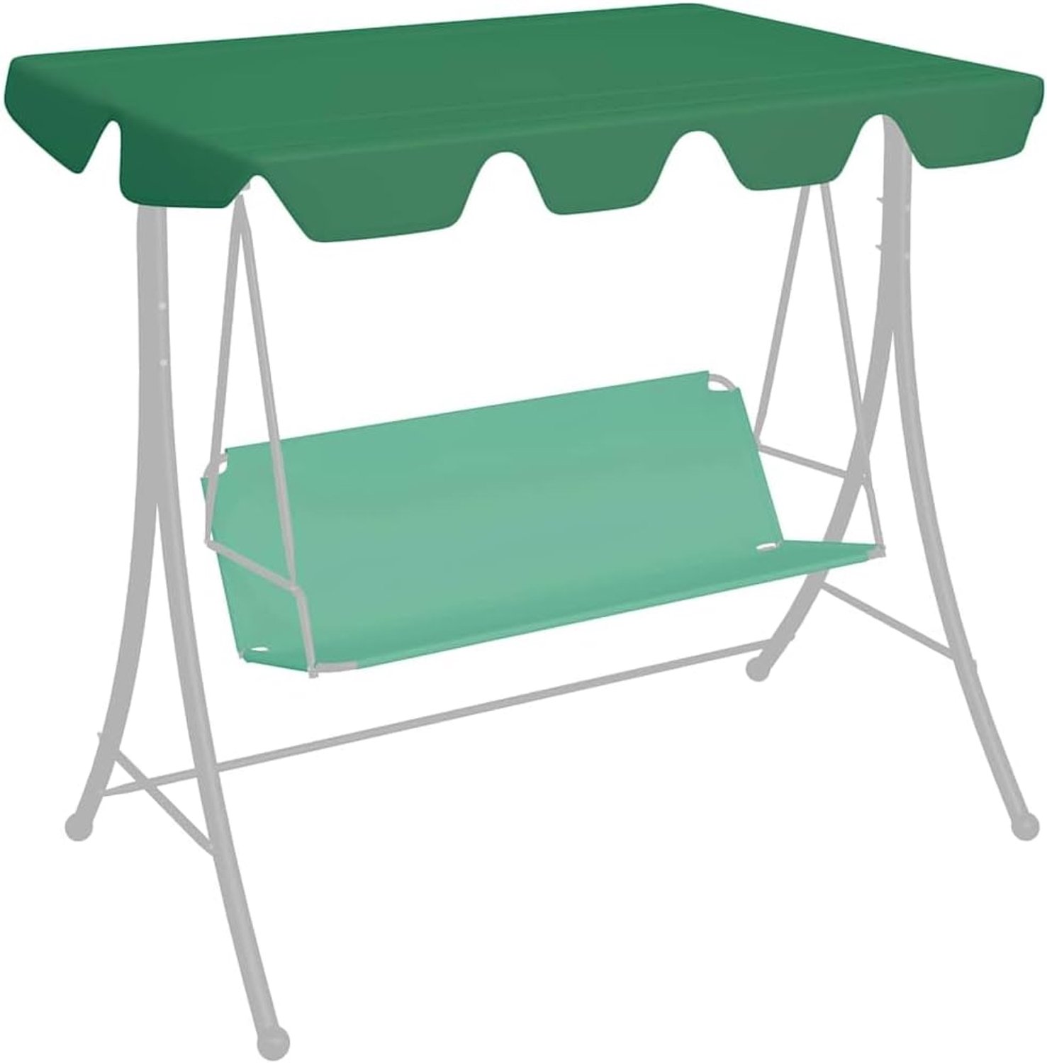 Dak voor schommelbank, zonnedak voor tuinschommel, weerbestendig dakzeil, 188/168 x 145/110 cm, groen