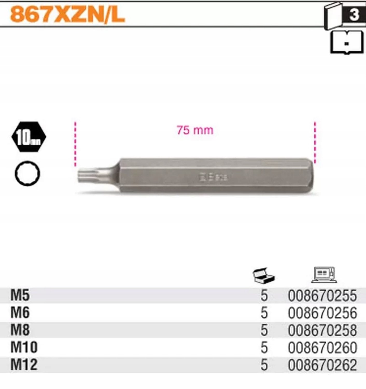 Lange XZN Schroefbit 10mm M6 - Beta 867XZNL