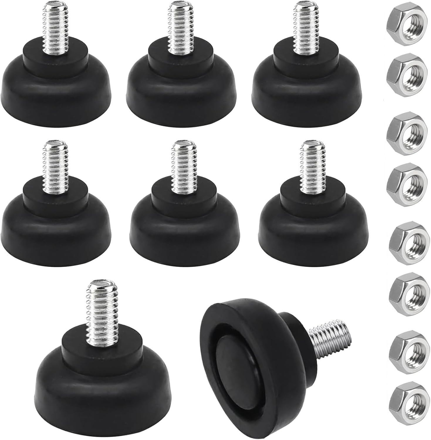Verstelbare Rubber Voeten M8 - 8 Pack, Schroefbare Antislip Buffers voor Meubels, Stoelen en Tafels met Schokabsorptie en Stabiliteit