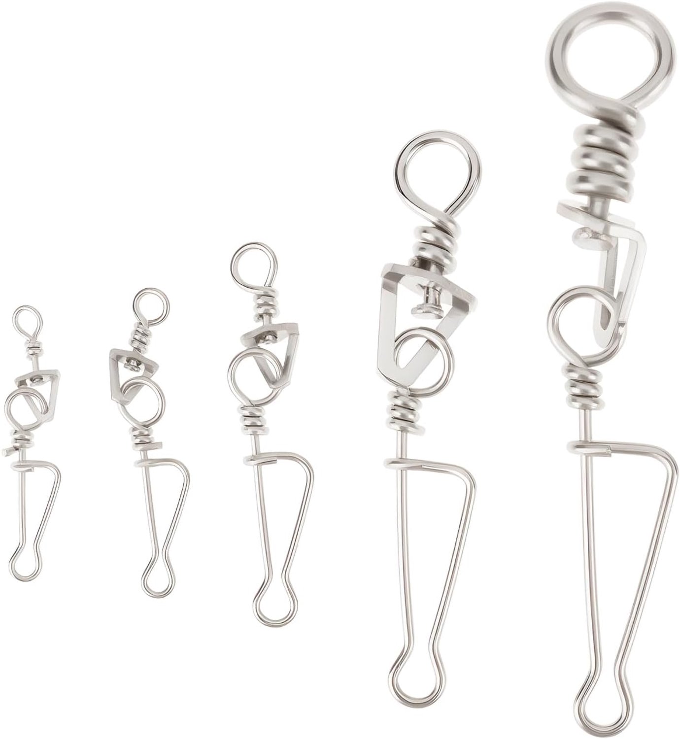 Dailygoods- Vislijnhaak 50 Stuks - Snelsluiting - Meerdere Maten 1# tot 5# - Antidraai Design - Geschikt voor Lure Vissen - Tangle-Free Presentatie - Visclips