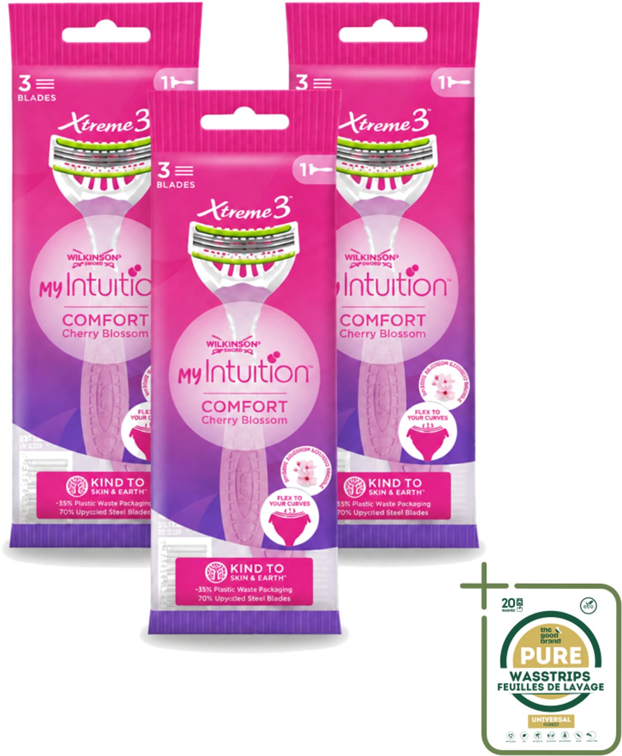 3 x Wilkinson - Wegwerpscheermesjes - Xtreme 3 My Intuition - Comfortabel - 1 scheermesje - Wasstrips - Scheermesje Vrouwelijk - Wegwerpscheermesje - Comfortabel Scheren - Huidverzorging - Jojoba-olie