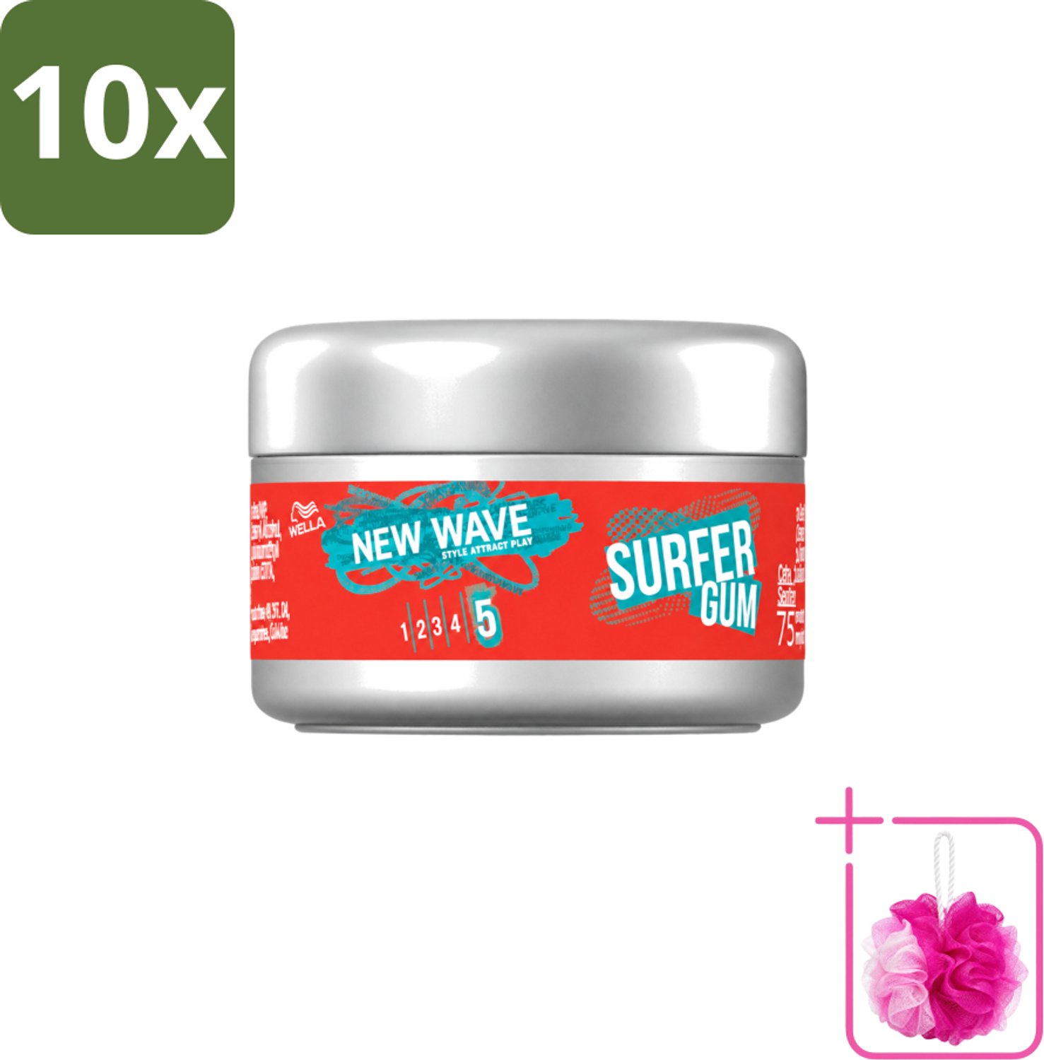 10 x Wella – New Wave Ultimate Effect Surfer Gum - 75 ml - Bulkverpakking - Haarstructuur - Douchemop - Haartextuur