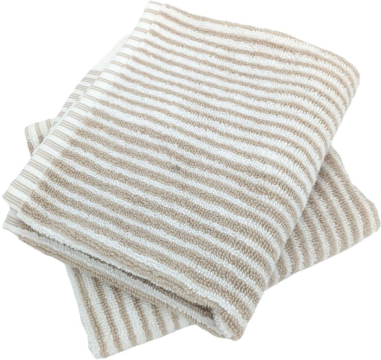 Set van 2 Gastendoekjes 33 x 50 cm Puur Katoen Beige Gestreept