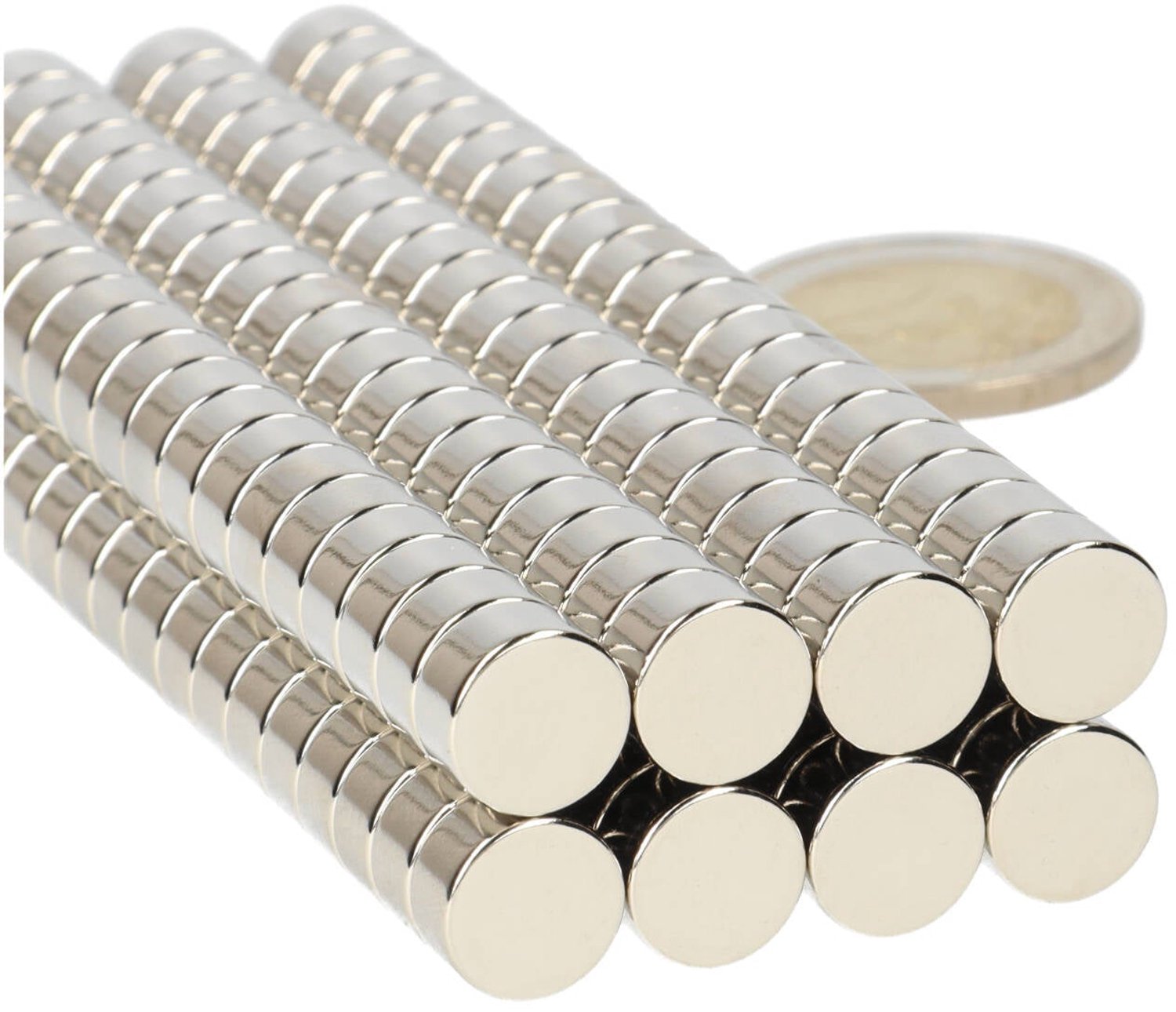 Neodymium Schijfmagneet Ø10 x 6 mm N45 NiCuNi – 12 stuks