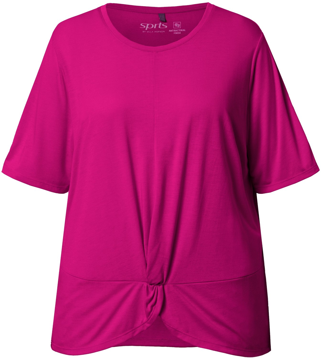 Ulla Popken Dames Functioneel shirt antibacterieel ronde hals korte mouwen Magenta + Roze