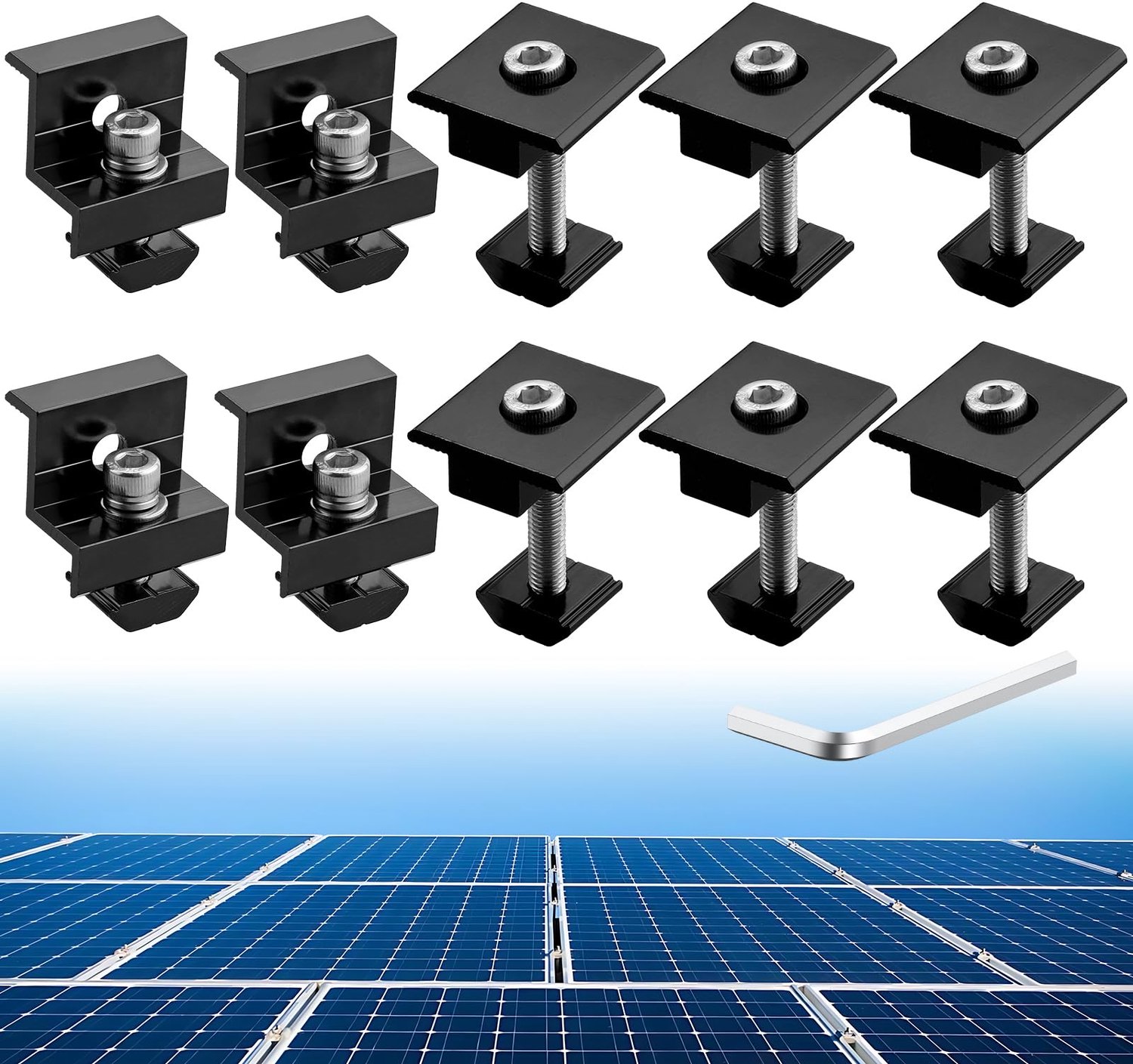 Set van 10 Bevestigingsklemmen voor Zonnepanelen