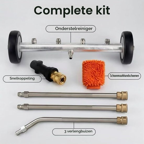 Ondervloerreiniger voor de auto, voor hogedrukreiniger, auto, hogedruk vloerreiniger met 3 verlengbuizen en 1/4 inch snelaansluiting, auto ondervloerwas 4000 psi voor tuin, camper, trottoir, SUV — afbeelding 3