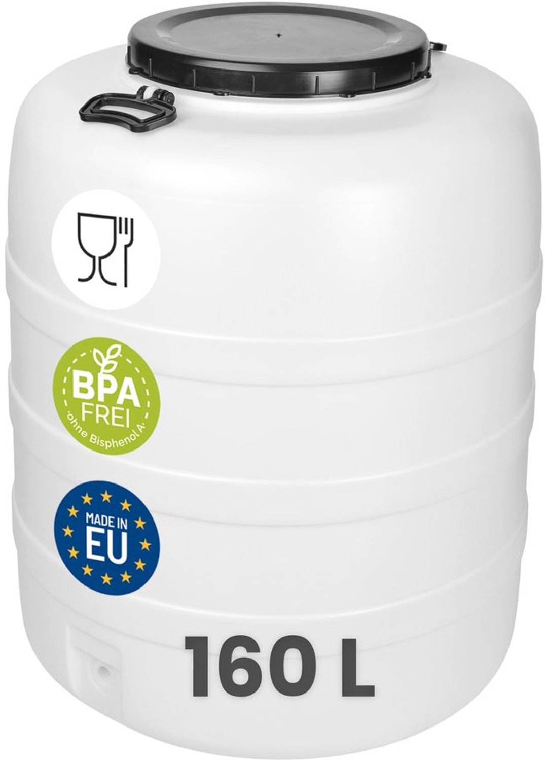 Regenton 160L HDPE Plastic - Water- en Voedselopslag met Deksel