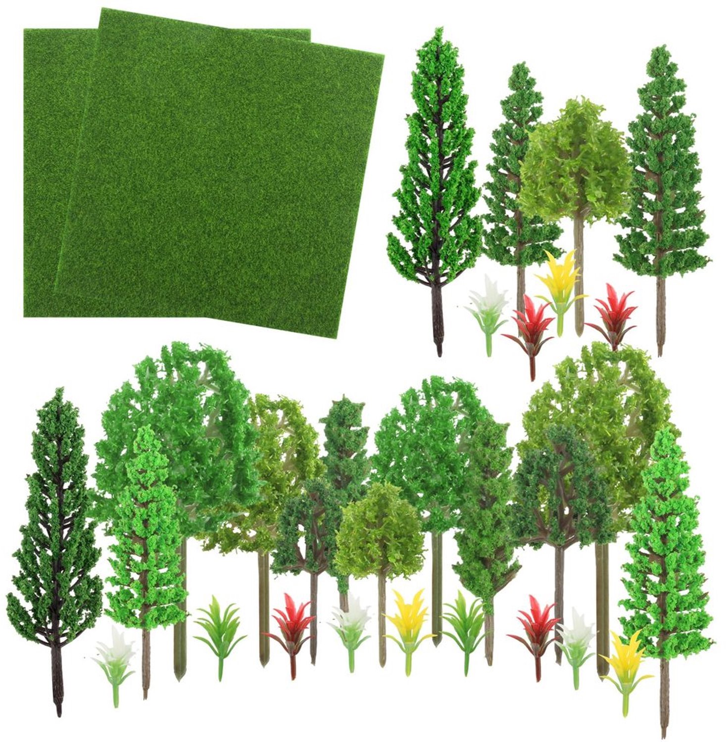 42 Stuks Kunstgras en Bomen voor Modelbouw