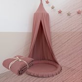 LILIMAUS Klamboe baby - bedhemel en hemeltje kinderkamer - mousseline katoen - 245 cm - oudroze