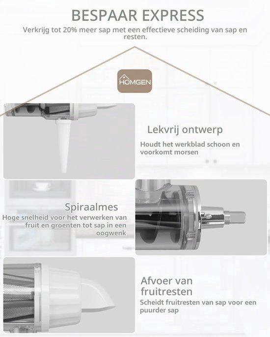 sapcentrifuge-opzet voor staande mixer Afneembaar sapcentrifuge-accessoire met reinigingsborstel voor huishoudelijke keukenmachine — afbeelding 3