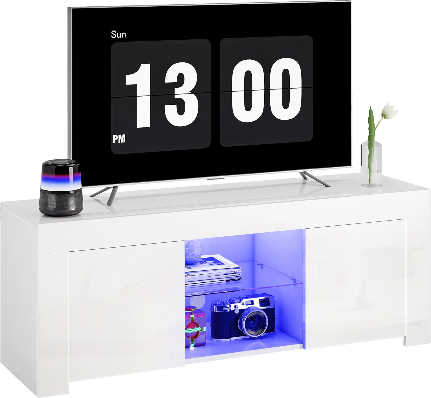 Homcom Tv-meubel met RGB LED Verlichting - Tv-kast, Tv-standaard - Wit