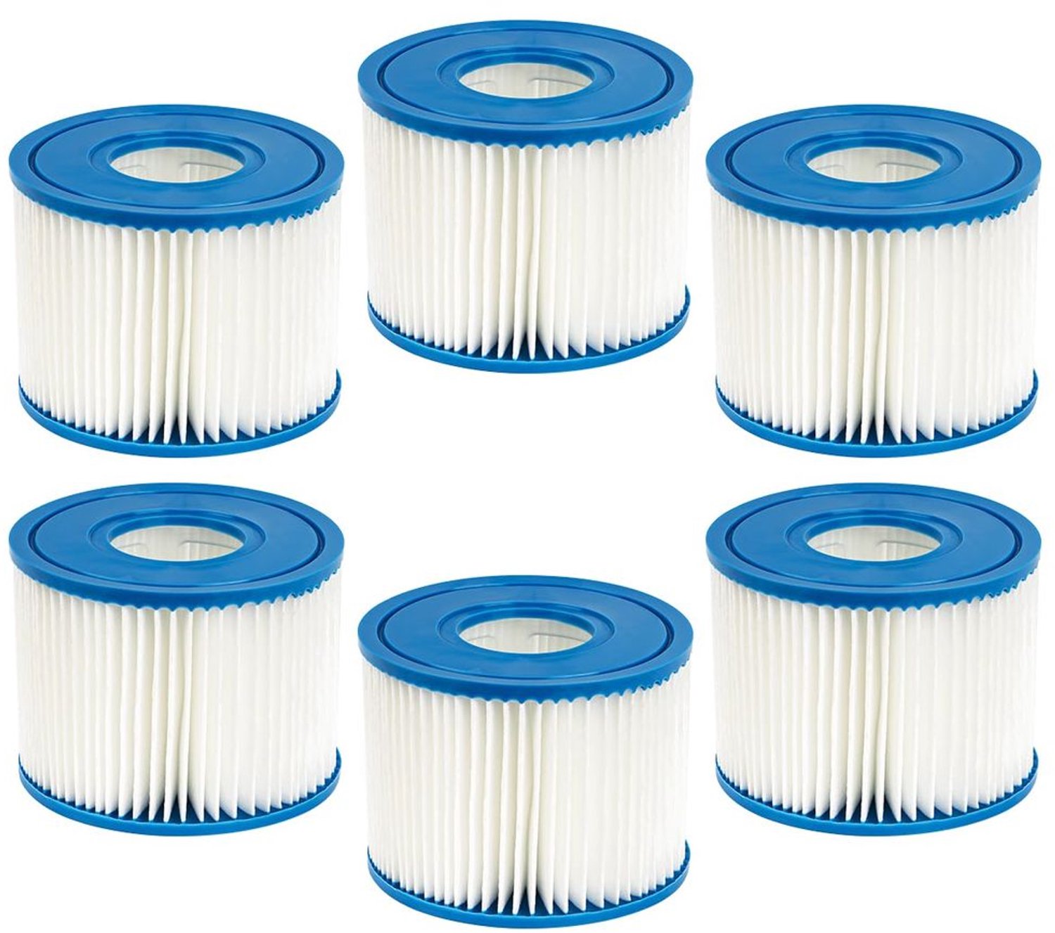 Zwembadfilters Set van 6 - Intex PureSpa type S1 - Bestway zwembadfilterpatroon type VII - Hoogwaardige materiaalmix - Eenvoudig te installeren - Herbruikbare cartridges - Filterpatroon