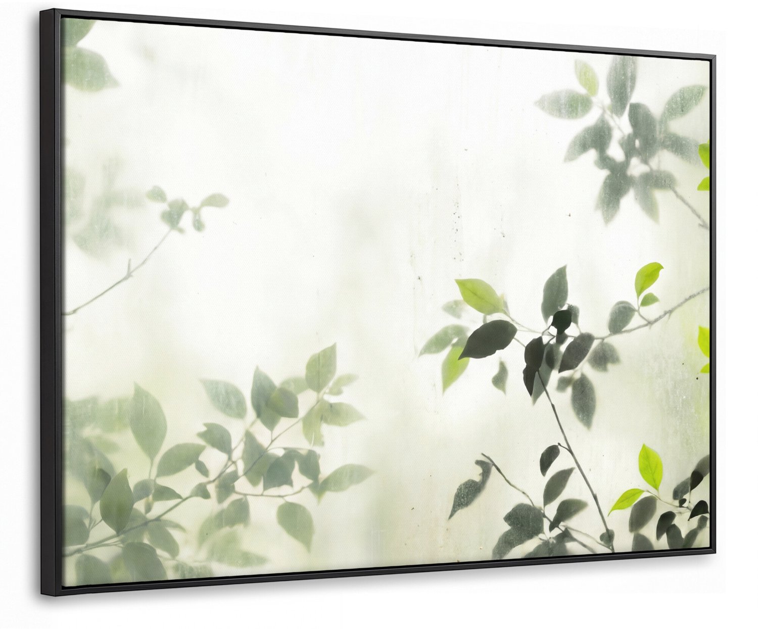 Canvas Schilderij met Baklijst - Blad - Schaduw - Natuur - Abstract - Groen