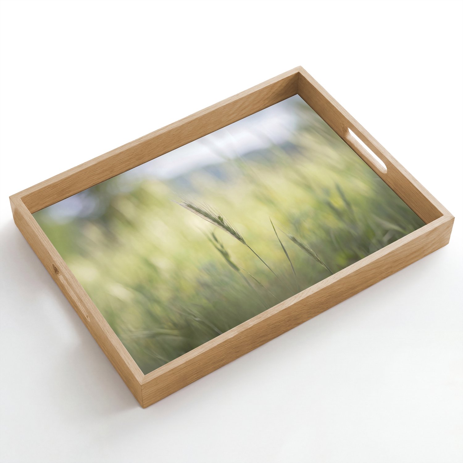 Dienblad hout 50x35 cm - Schootdienblad - Graan - Aar - Natuur - Groen - Detail - Borrelplank rechthoek - Plateau dienbladen