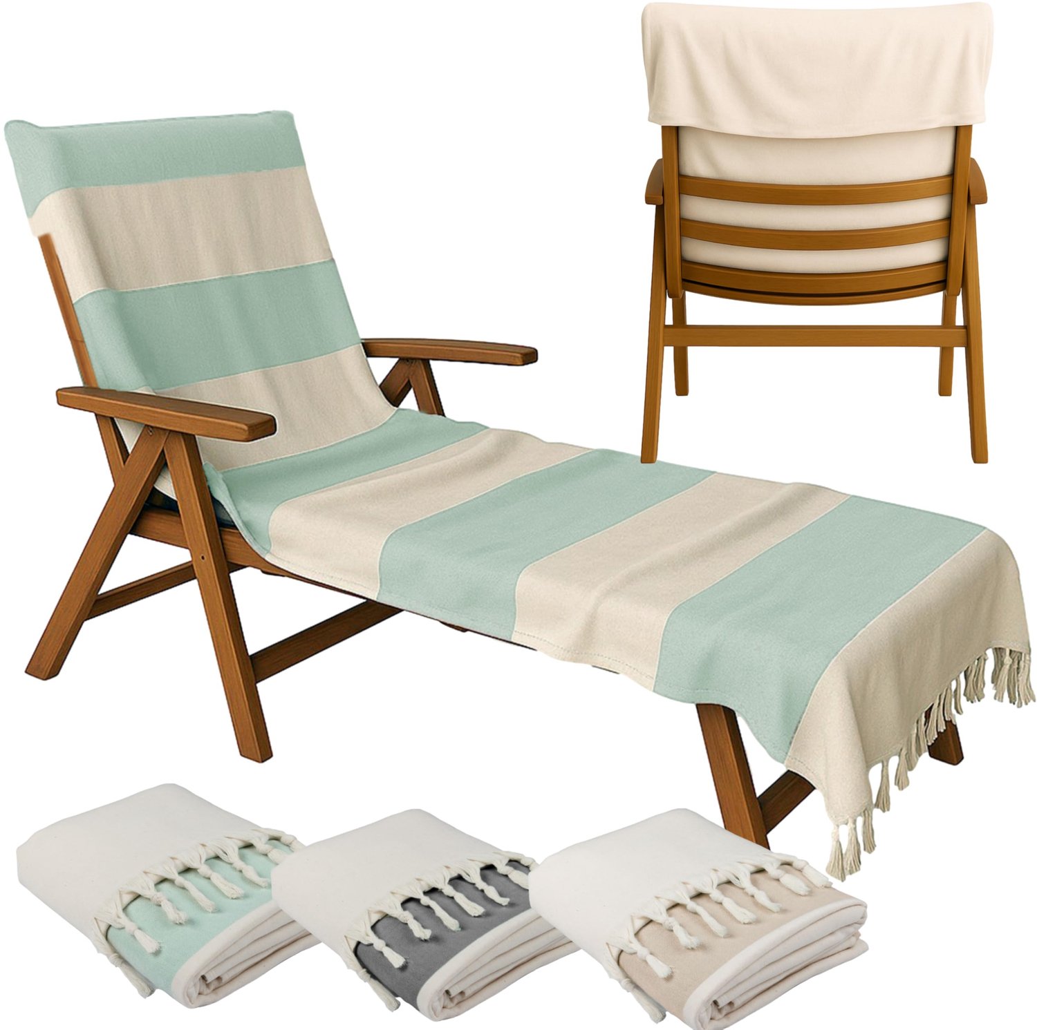 Strijkvrije Strandlaken met Kap 200 x 70 cm