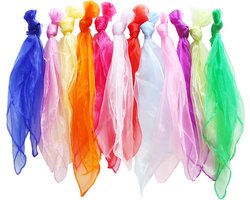 Kleurrijke Dansdoeken Set van 12 Stuks van Chiffon voor Kinderen, Ideaal voor Danslessen, Sensomotorische Activiteiten en Juggling