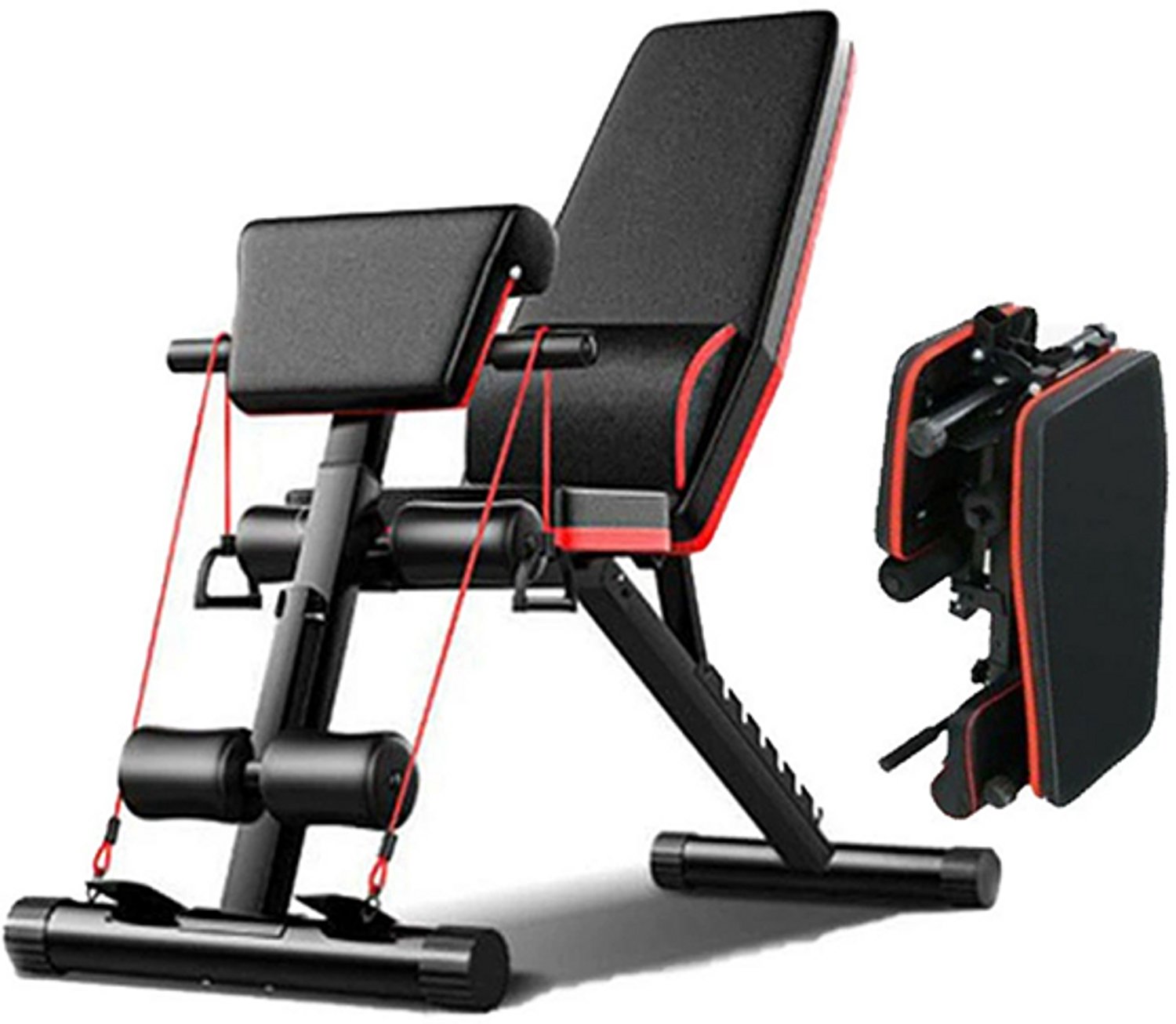 Multifunctionele Fitnessbank - Zwart - Verstelbare Helling - 6-in-1 Functies - 7 Rugleuningsposities - Opvouwbaar Trainingsapparaat