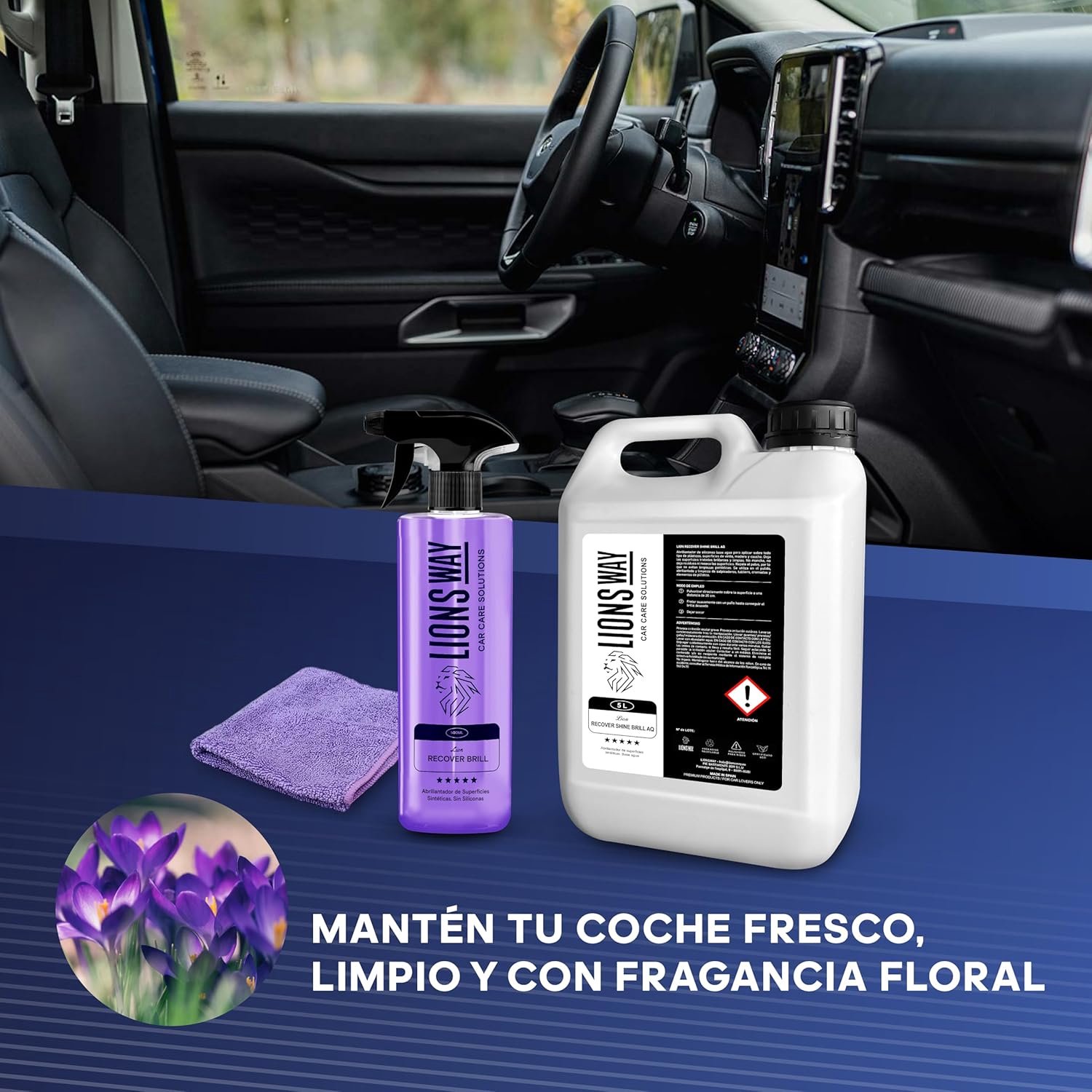 SnelShoppen - 3-in-1 Auto Interieur Reinigingsmiddel - Dashboard Reiniger, Hersteller en Geurverfrisser - Silicone Vrij, Silk Matte Afwerking - Comple – foto 4