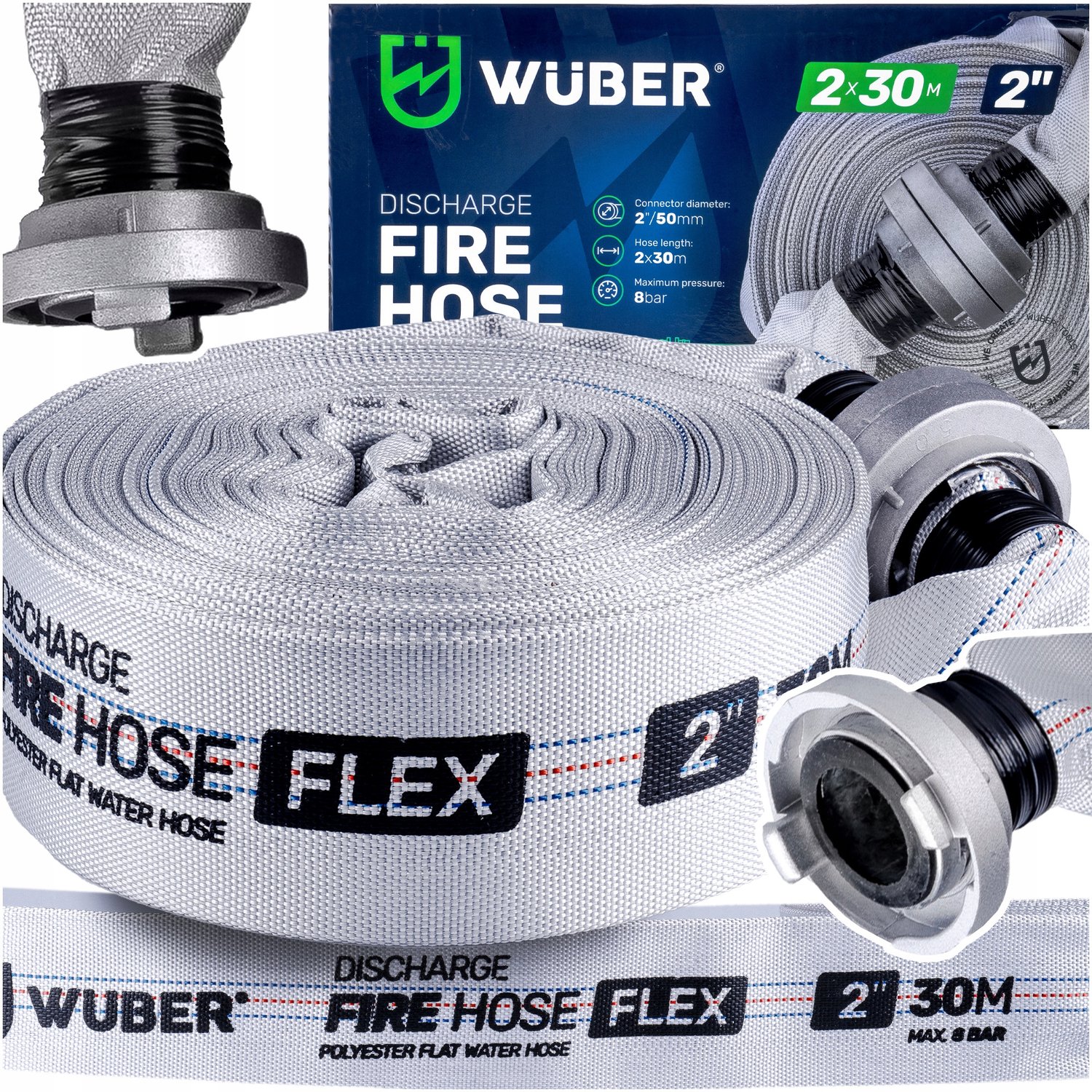 Sterk Brandweerslang 2" 30m met Fast-Fix Koppeling - Merkloos