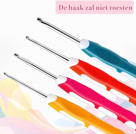 4-delige Ergonomische Haaknaald Set voor Haken - Kleurige Haaknaalden 2.5mm tot 4mm voor Breien van Handschoenen, Tassen, Mutsen, Sokken en Sjaals — afbeelding 4