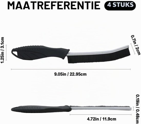 Set van 4 harde borstels voor hoekreiniging, multifunctionele voegenborstel voor grondige reiniging van toilet, badkamer, keuken en gootsteen — afbeelding 2