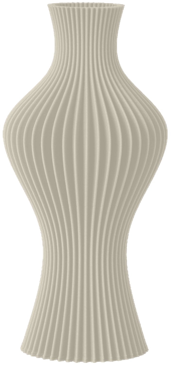 Layvo FLINT Vaas - Crème - D13 x H25 cm - droogbloemen vaas - gegroefde vaas - gerecycled plastic