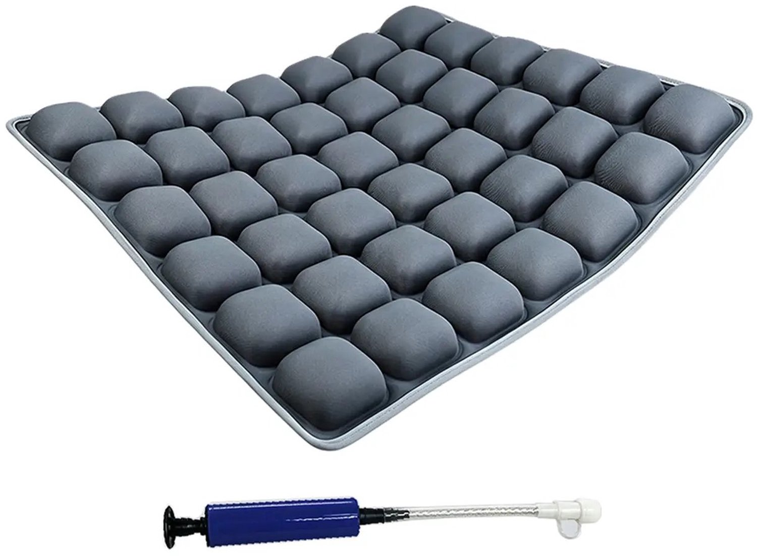 ZOQENX Opblaasbaar Zitkussen met Luchtkamers en Handpomp - Drukverlagend Comfortkussen voor Auto en Kantoor - Grijs/Zwart
