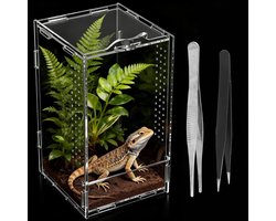 SnelShoppen - 12x12x20 cm Reptielen Terrarium Acryl - 360° Transparant Faunarium voor Sprinkhanen, Tarantula's, Hagedissen en Amfibieën - Mini Terrari