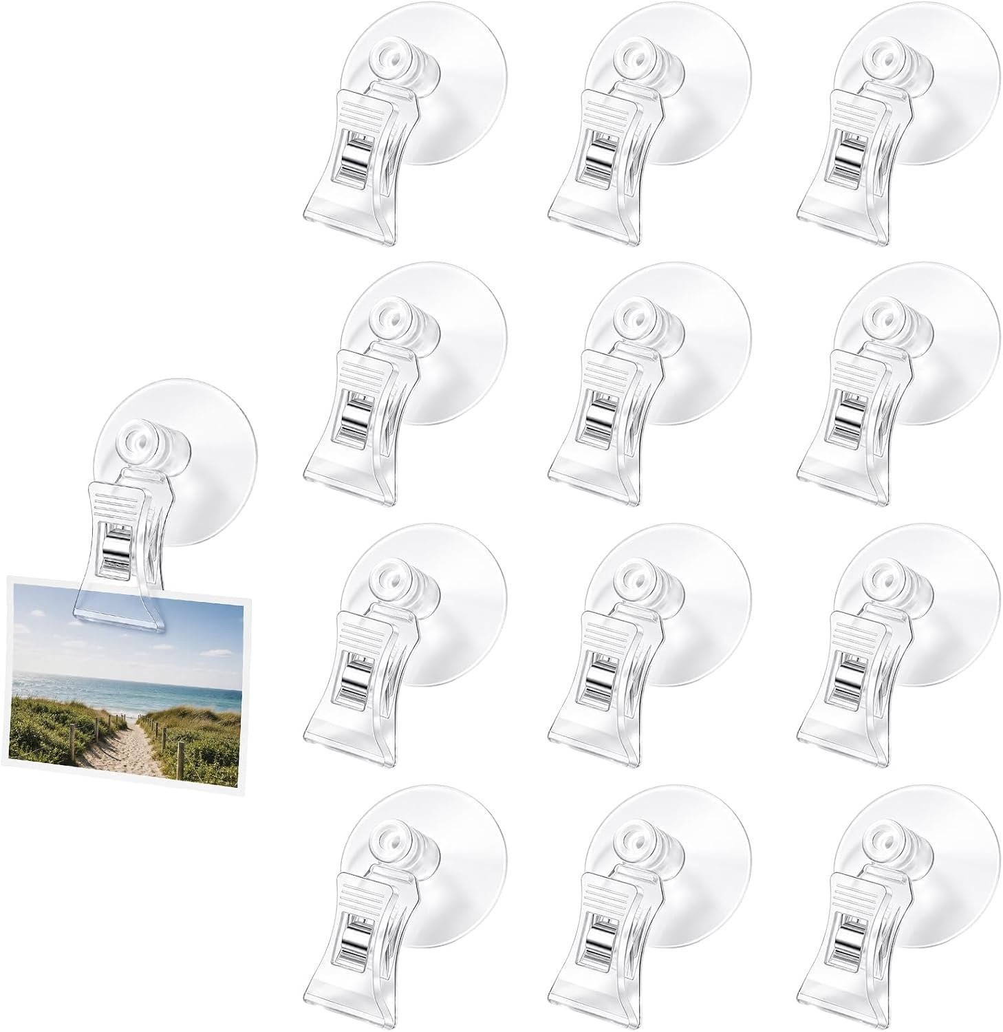8 stuks zuignappen met haken en clips, zuignappen met clips, zuignappen voor glas met haakclips, zuignappen voor - ShopVlot
