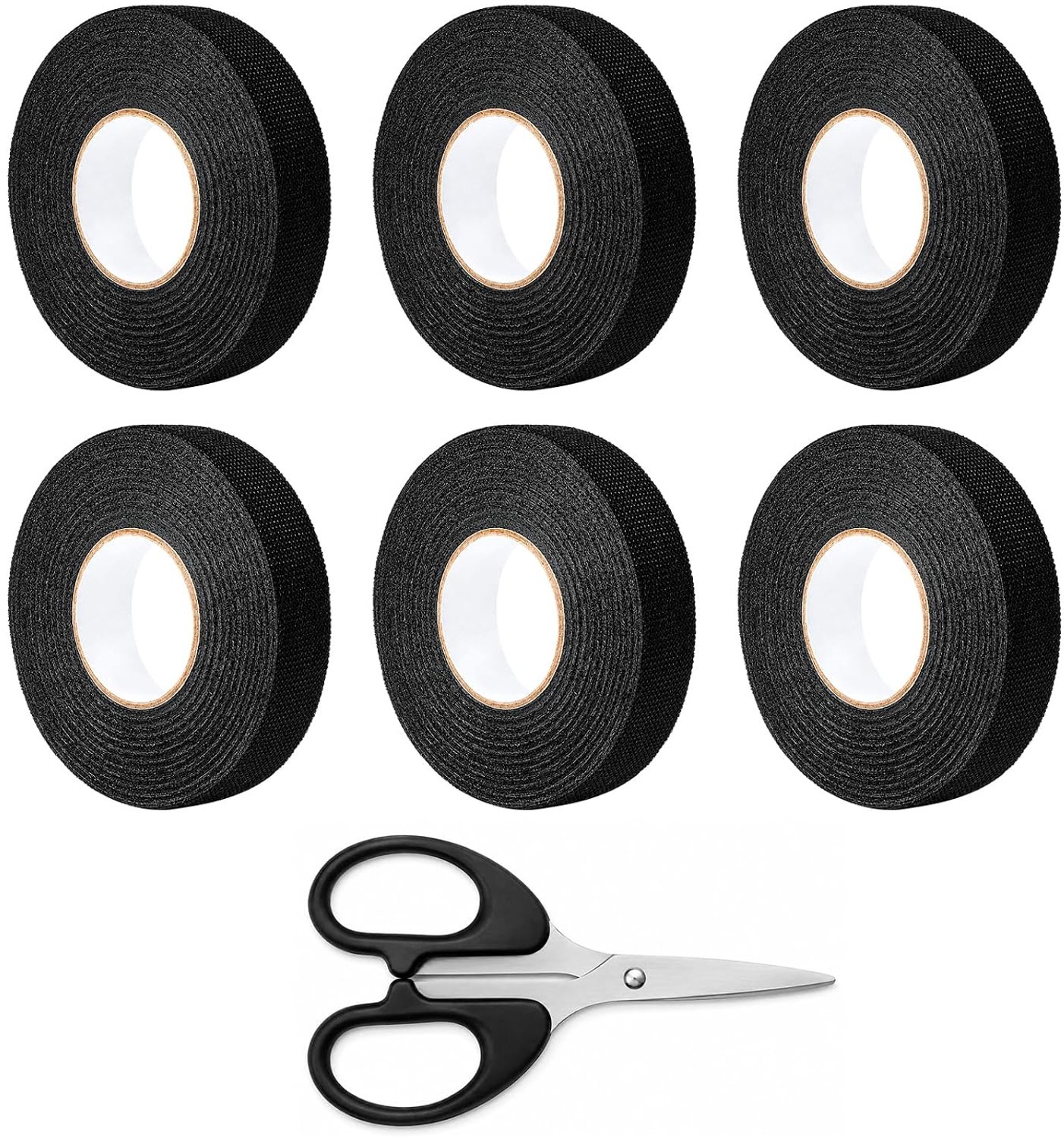 6 rollen zwarte textieltape voor auto's, 19 mm x 15 m, zwarte textieltape - ShopVlot