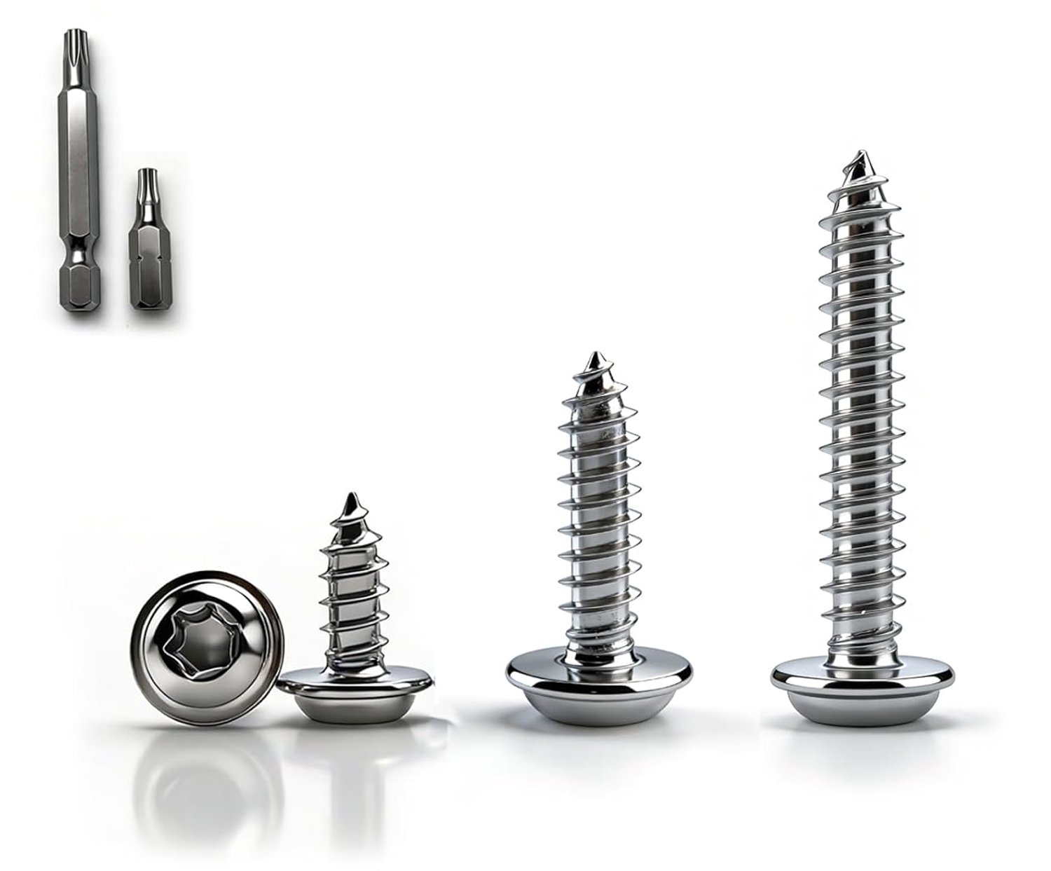 Pack of 100 Stainless Steel Sheet Screws M4 X 16 mm Lens Head Screws Wood Self Tapping Screws with Disc Screwdriver - ShopVlot