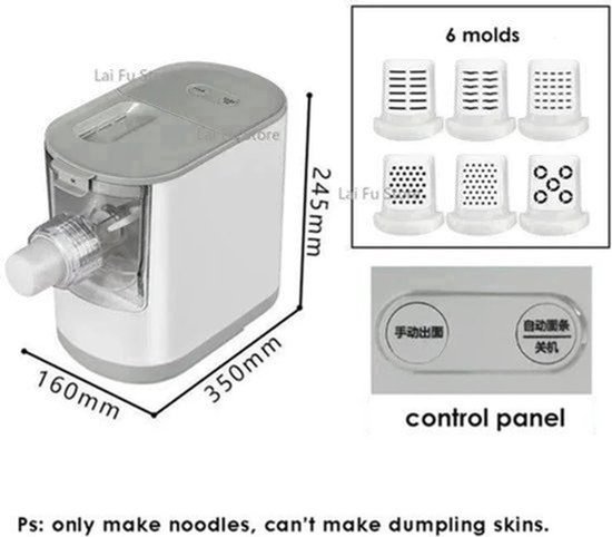Noedelmachine – Pastamachine – Noodlemaker – Pasta Maker – Dumpling Machine – Elektrisch – 260W Vermogen – 13 Verschillende Mallen — afbeelding 2