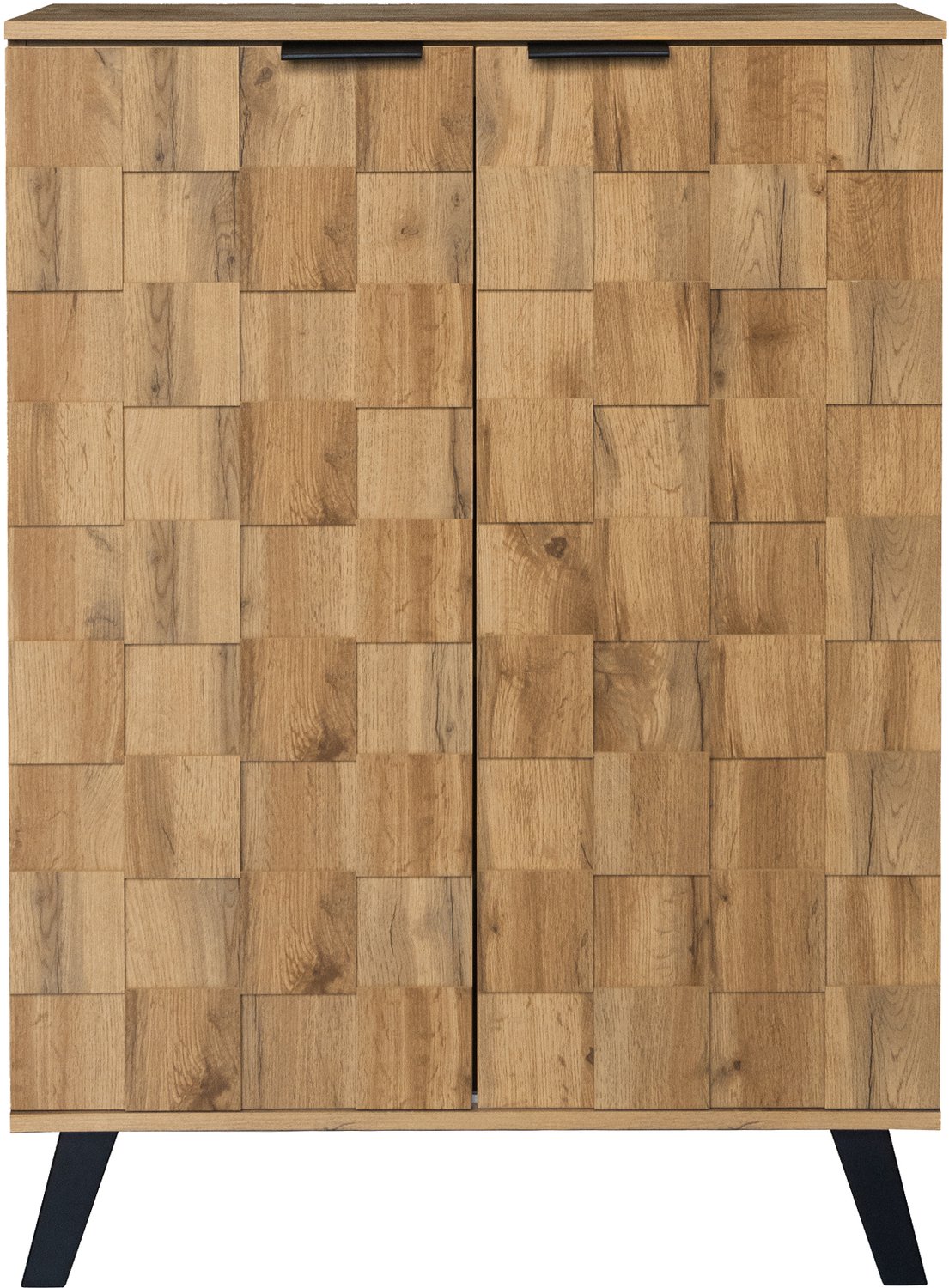 SONNENH Schoenenkast met 2 reliëfdeuren en 4 verstelbare planken - Naturel houtlook - 80,5 x 35 x 109,5 cm