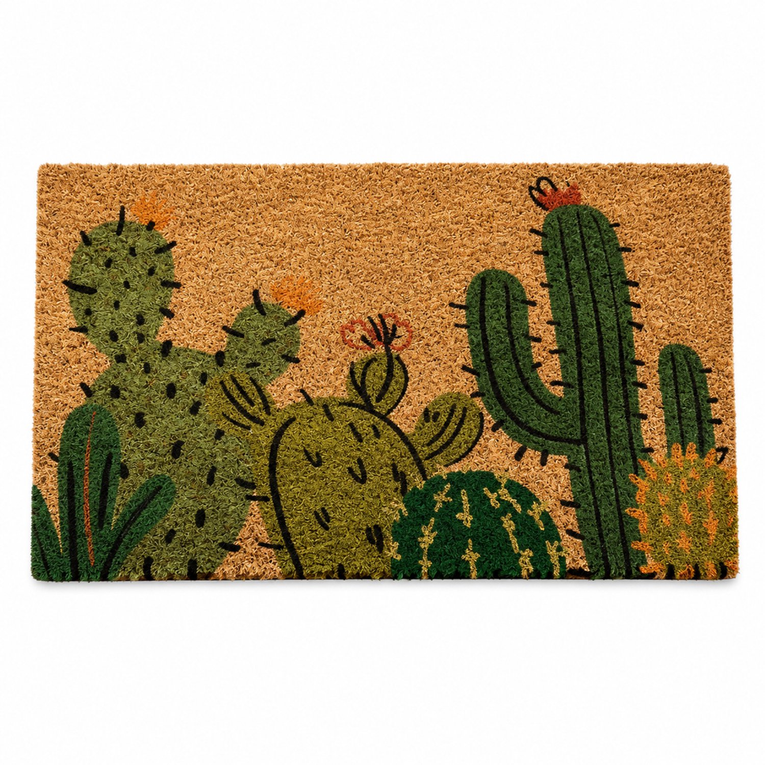 SWGOTA Deurmat van imitatiekokos met cactusprint, 40 x 60 cm Groen