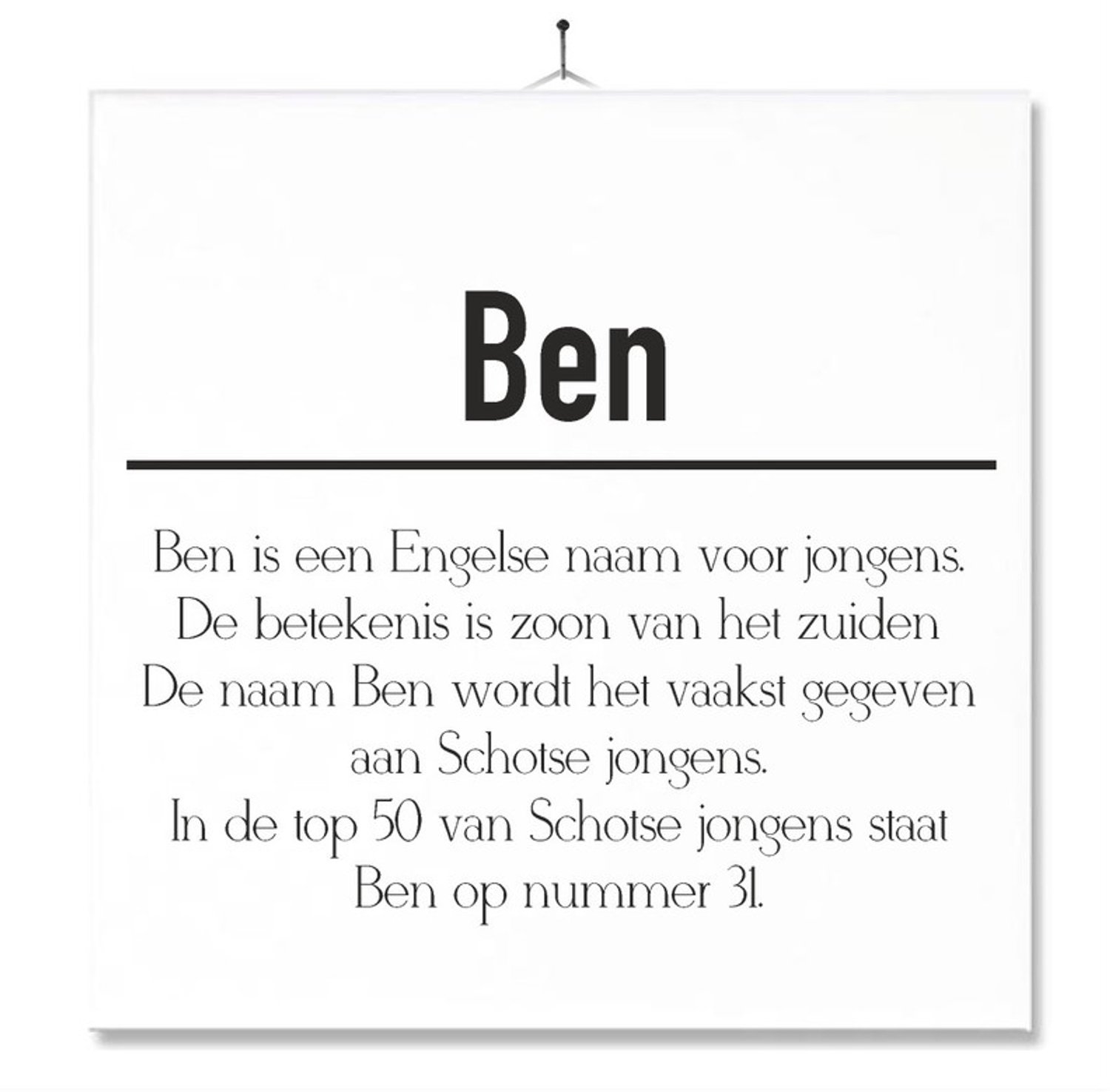 MC Living Tegel Met Opdruk | Betekenis | Kado | Cadeau | Met Naam - Ben Multi-Color
