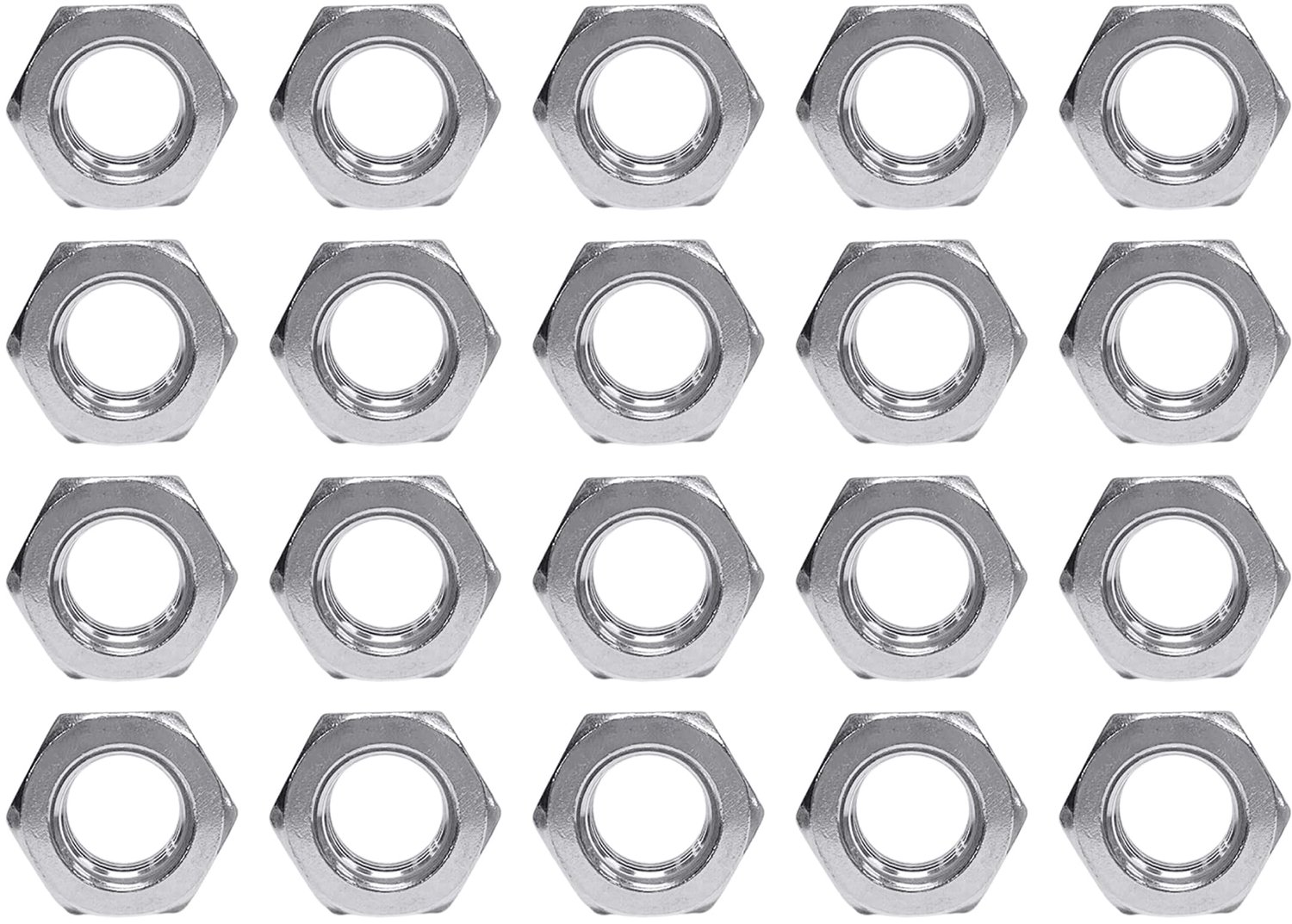 Set van 20 Roestvrije 1/4 Inch Moeren