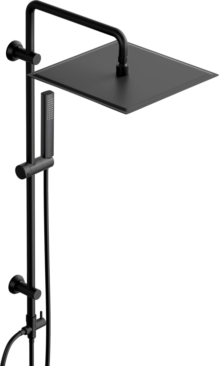 Douche systeem zonder bevestiging - Regen douchekop 30 x 30 cm zwart