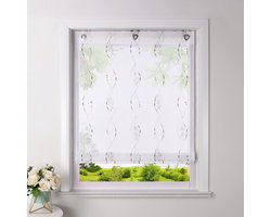 Heichkell Roman Blind zonder Boren - Voile Raff Gordijn Grijs 100 x 140 cm