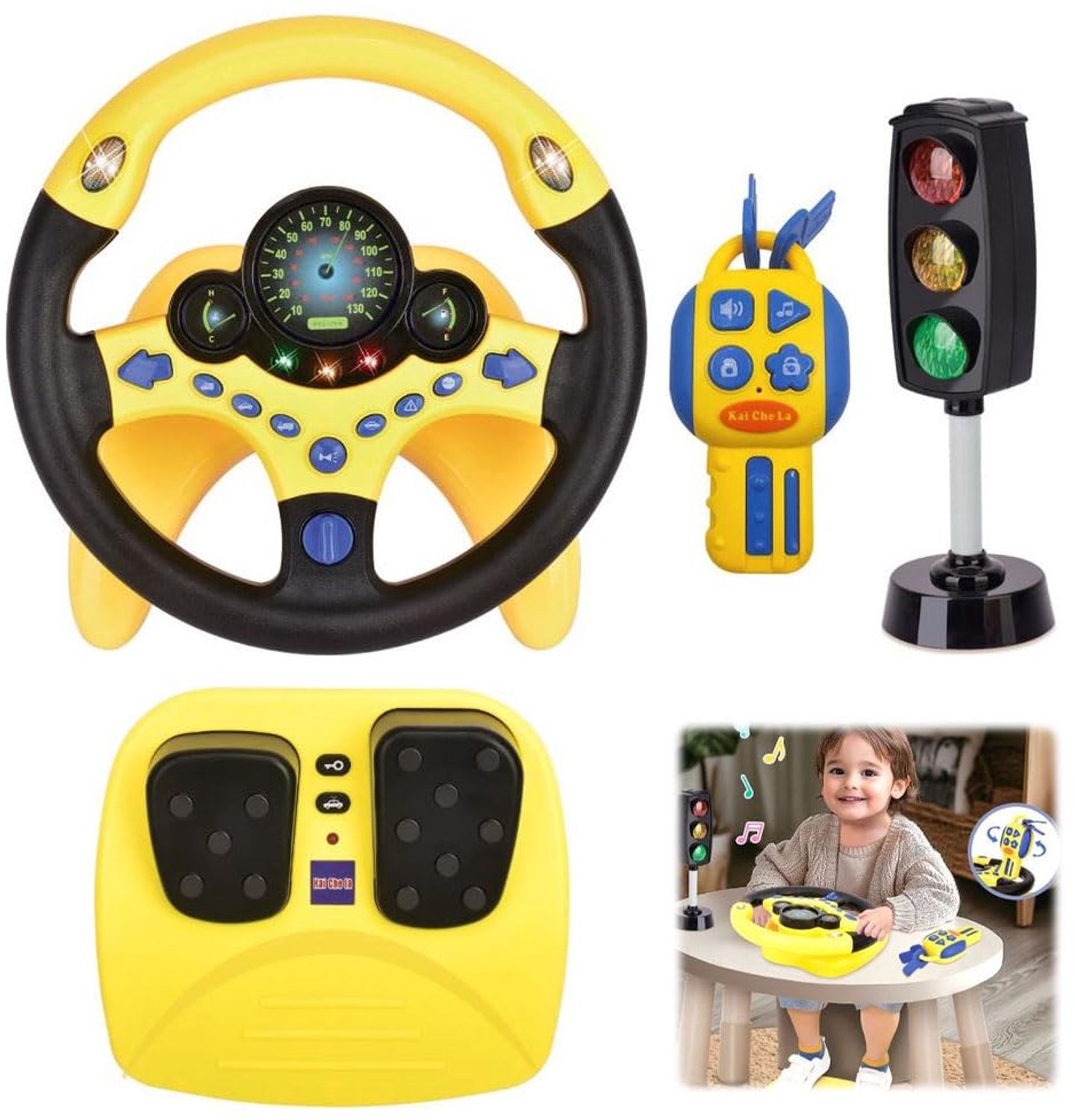 Kinderspeelgoed Stuurwiel met Rem en Voetpedalen