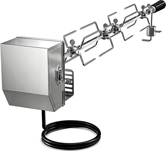 Draaiende grill - Elektrische barbecue - Barbecue voor thuis - Multifunctionele grillstang - Lengte stang: 42 cm + 42 cm + 35 cm - Barbecueset - Barbecue-uitrusting - Zilver — afbeelding 3