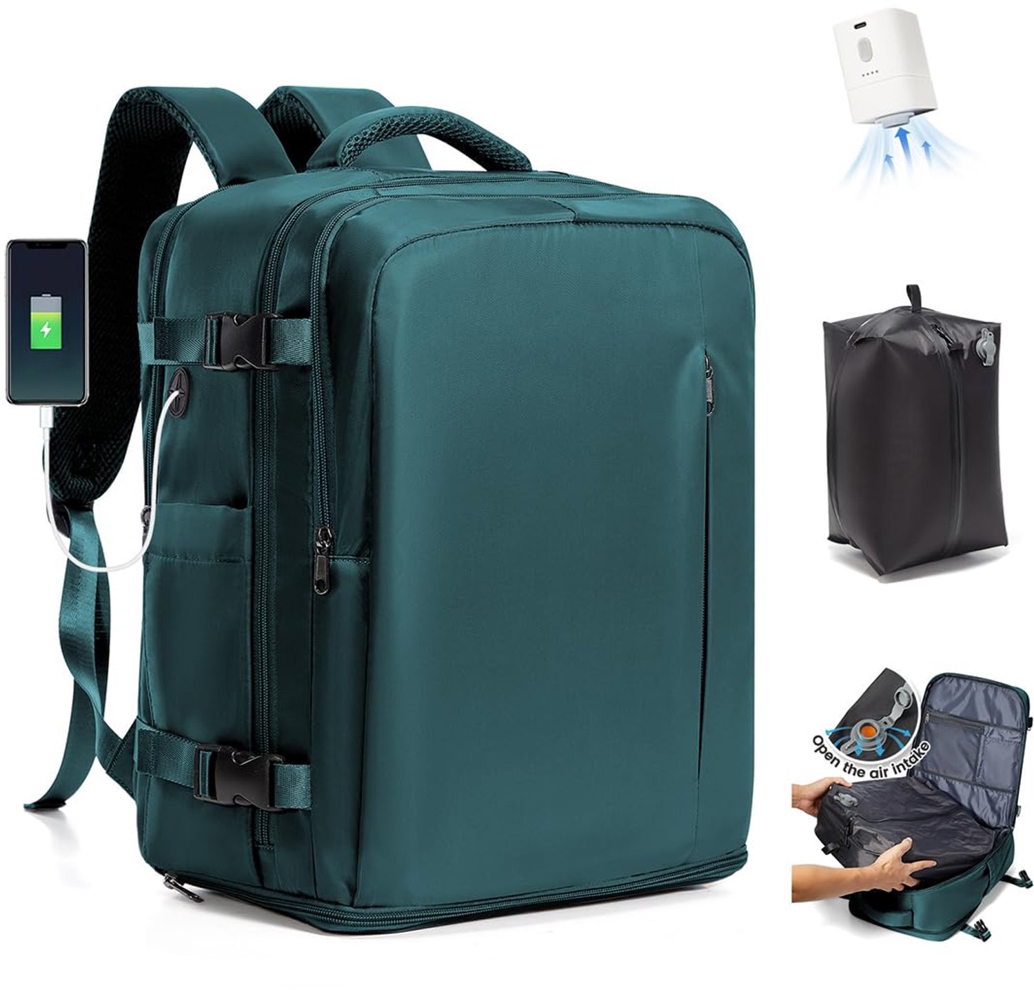 Vacuum Rugzak met Pomp - Waterdichte Reisrugzak voor Ryanair Handbagage 40x30x20