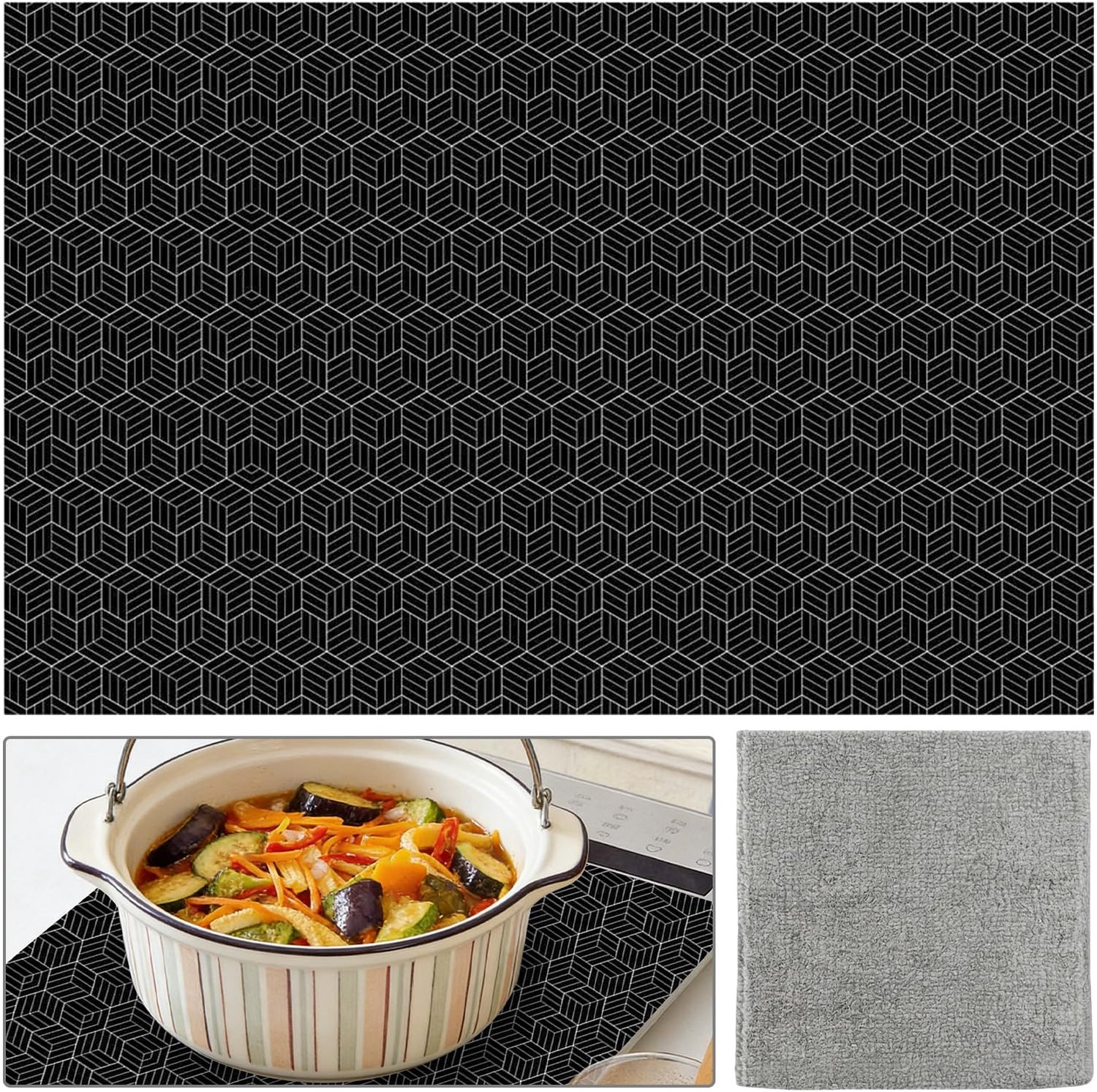 Silicone Dekplaat Inductiekookplaat - Zwart 52 x 78 cm