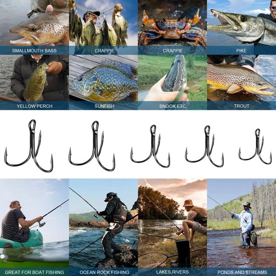 50 Stuks Drievoudige Barbless Haakjes voor Vissen — afbeelding 3